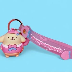 Pompompurin Peach Bow Keychain Wristlet Bag Clip - Official Sanrio